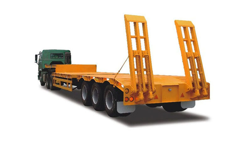 A large low-bed trailer ready for a heavy-duty transport job